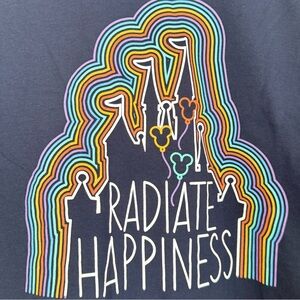 Disney Navy T-Shirt with Colorful Graphic NWT X-Large “Radiate Happiness”